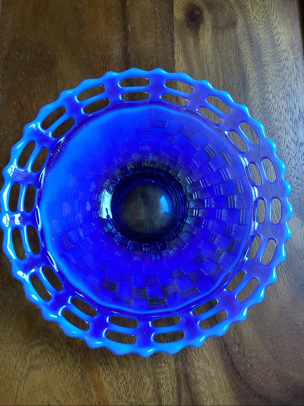 Fenton Blue Opalescent Glass Bowl